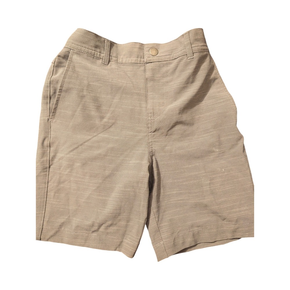 Hanna Andersson Boys Flat Front Chino Shorts Tan Stripe Size 120 US 6-7